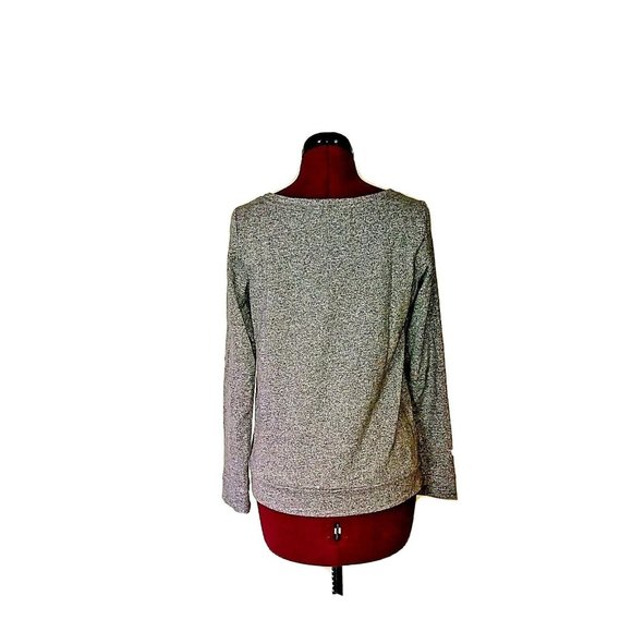 Ann Taylor LOFT Top Sweatshirt Size XS Heather Gray Embellished Long Sle… - Picture 3 of 8